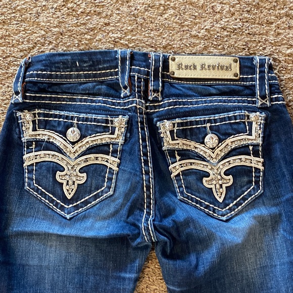 Rock Revival Jeans, Like new, size 26 waist, regular length, medium to dark wash - Picture 3 of 6